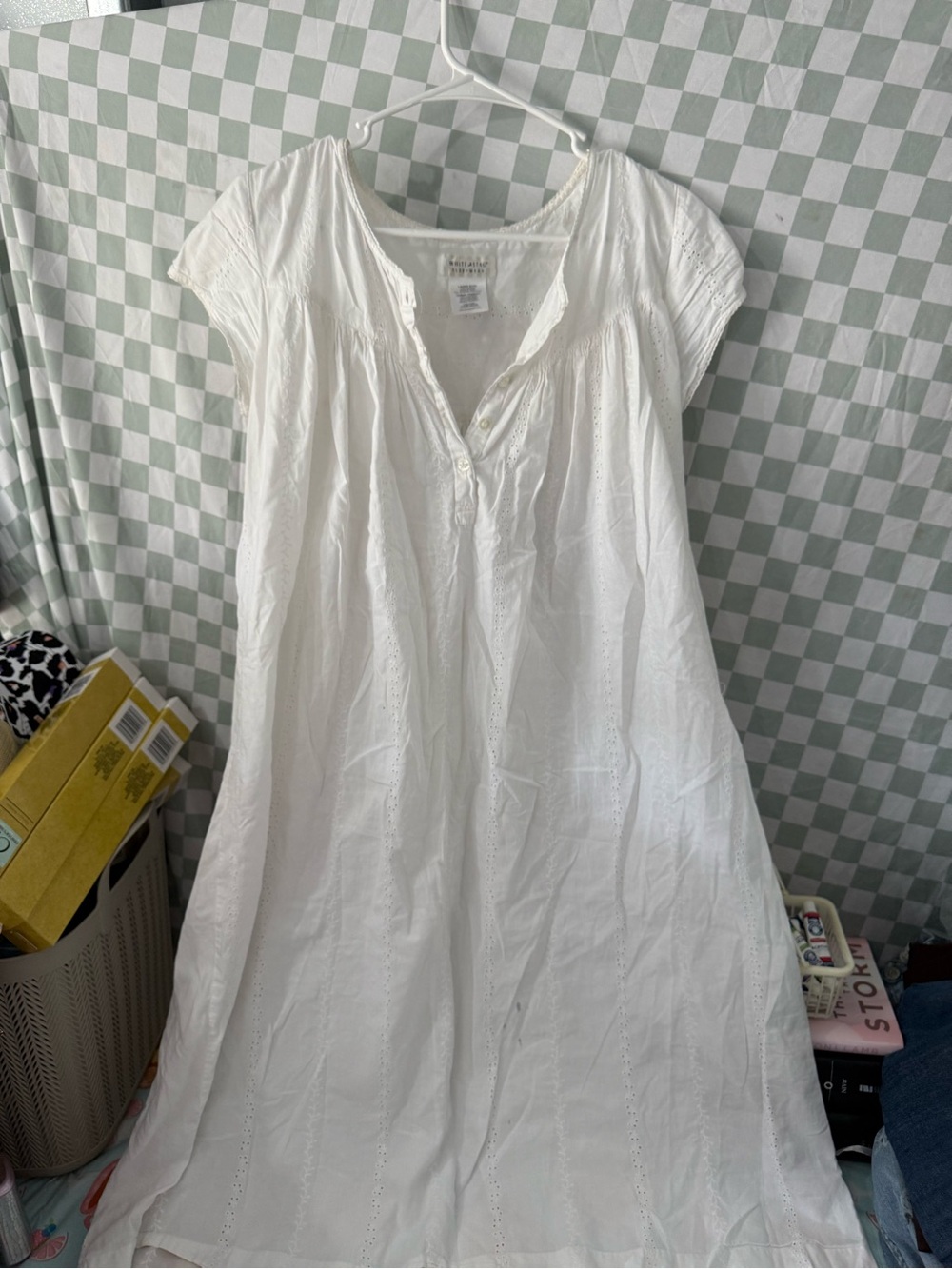 Women's White Cotton White stag Nightdress